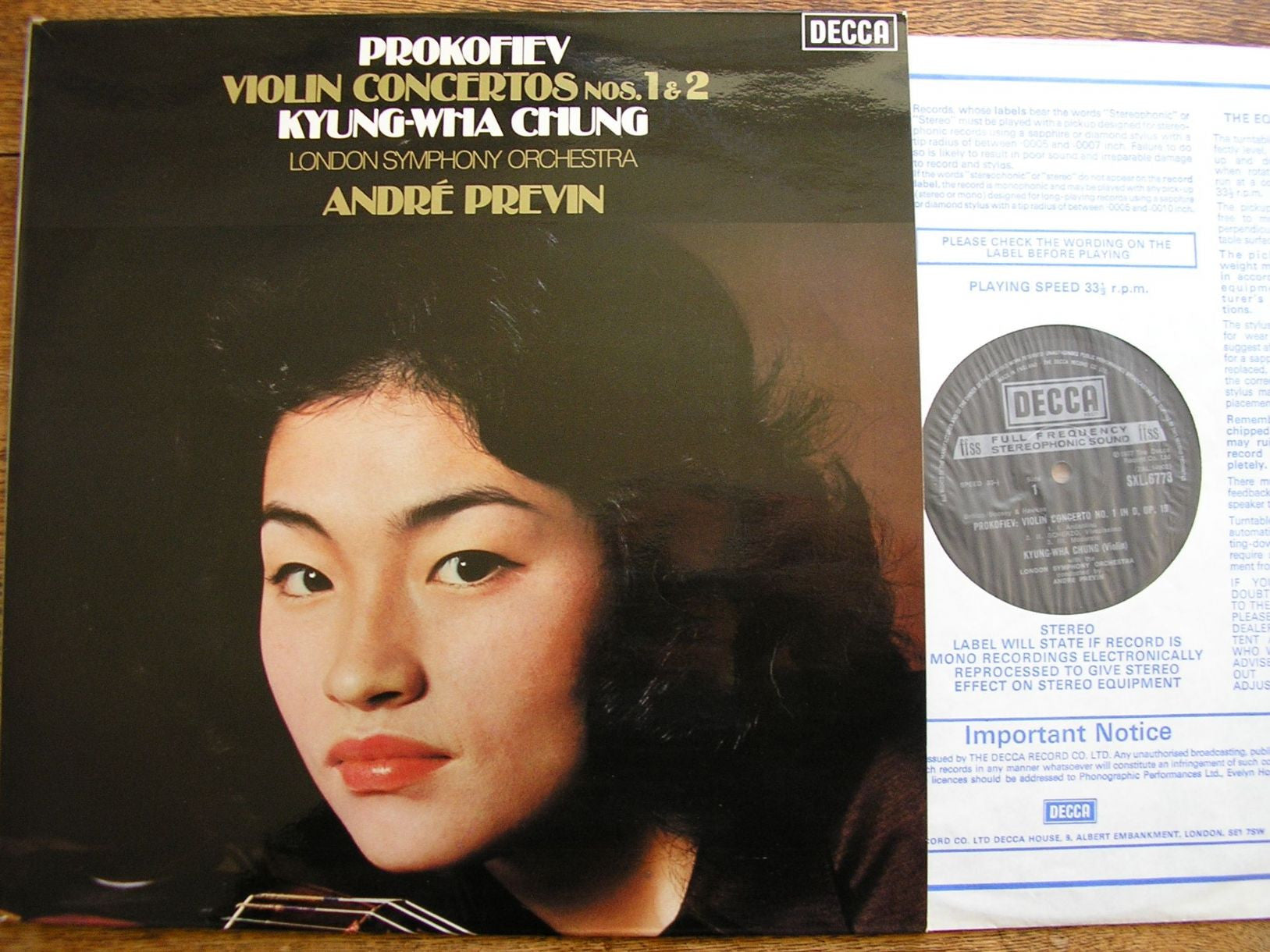 PROKOFIEV: VIOLIN CONCERTOS Nos. 1 & 2     KYUNG-WHA CHUNG / LONDON SYMPHONY / PREVIN     SXL 6773