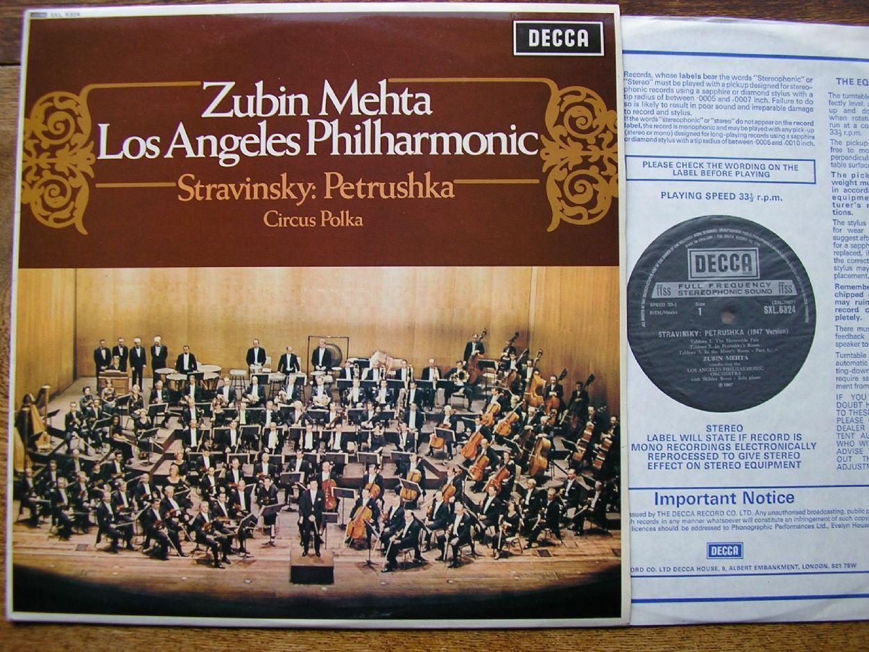 SXL 6324 STRAVINSKY: PETRUSHKA / CIRCUS POLKA ZUBIN MEHTA / LOS ANGELES PHILHARMONIC