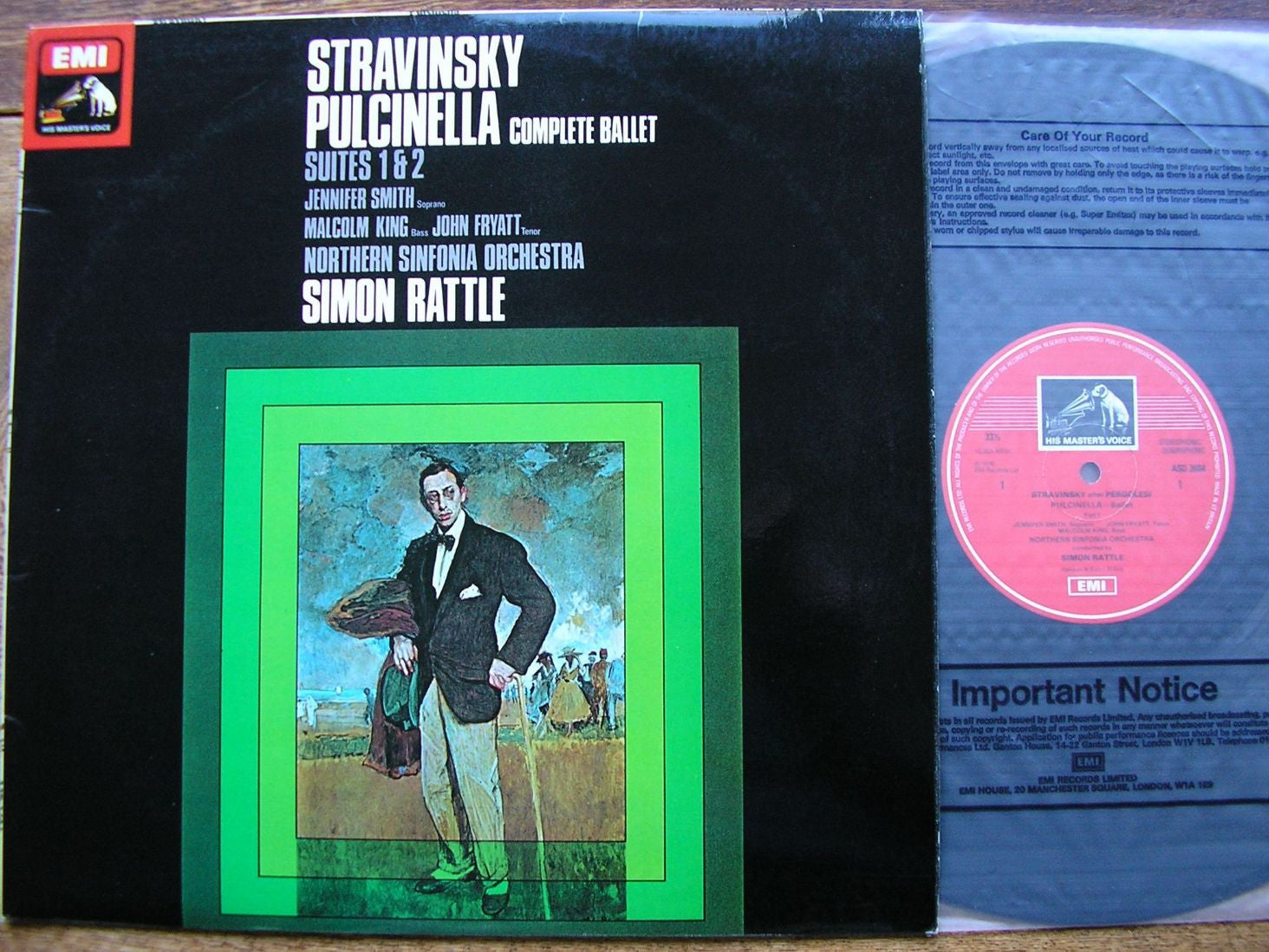 STRAVINSKY: PULCINELLA / SUITES 1 & 2 FOR SMALL ORCHESTRA SOLOISTS / NORTHERN SINFONIA / SIMON RATTLE ASD 3604