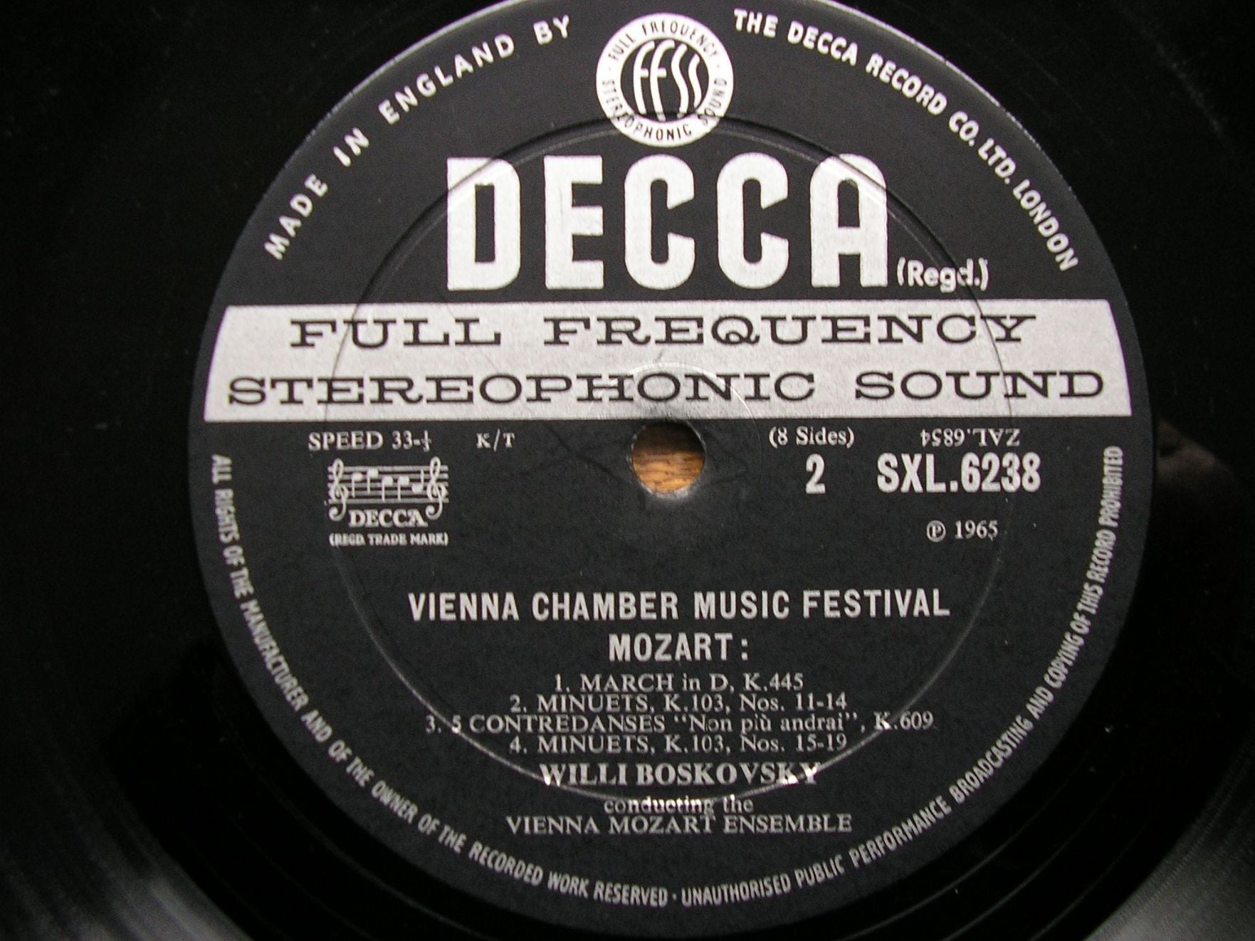 SXL 6238 - 6241 VIENNA CHAMBER MUSIC FESTIVAL: CURZON / WELLER QUARTET / VIENNA MOZART ENSEMBLE / VIENNA OCTET