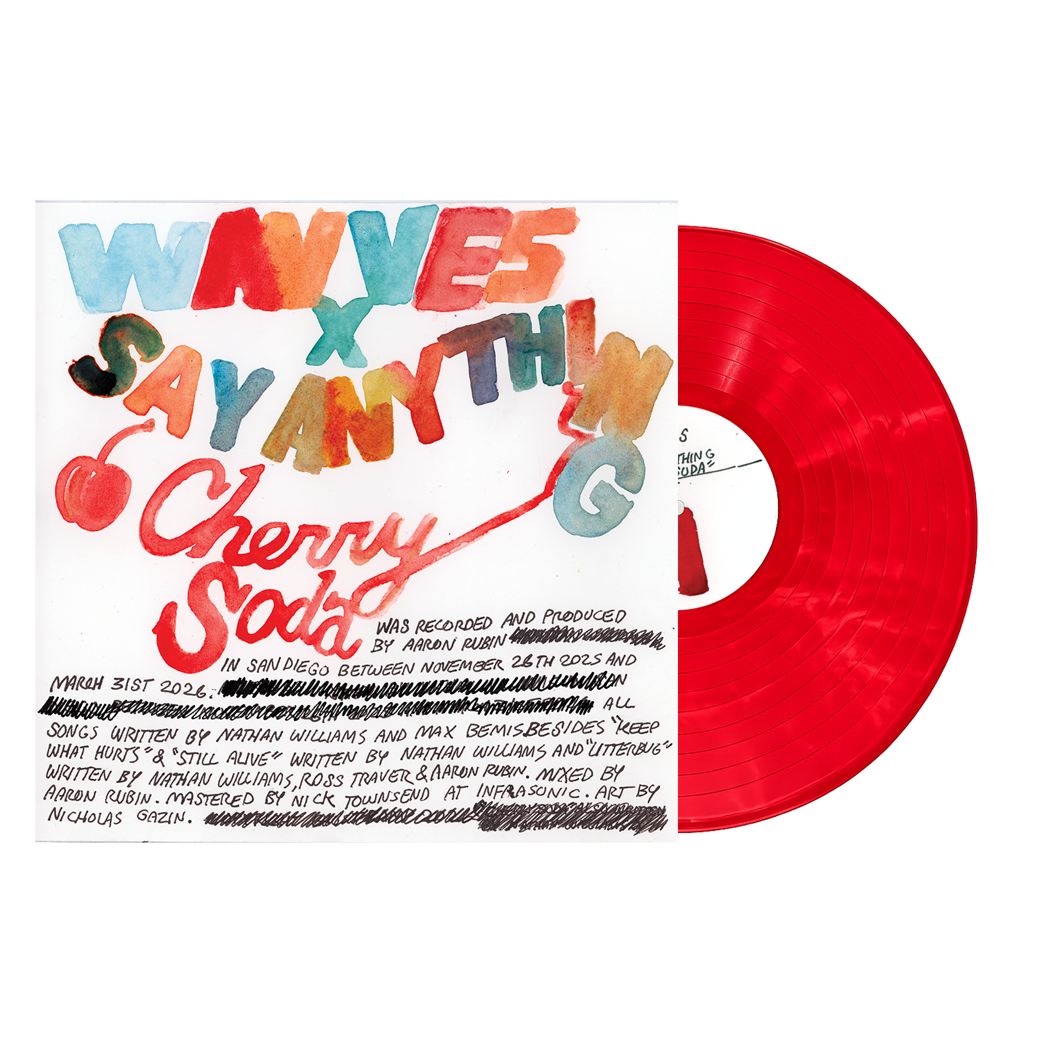 WAVVES X SAY ANYTHING 'CHERRY SODA' LP (Exclusive – Limited to 400, Cherry Soda Red Vinyl)