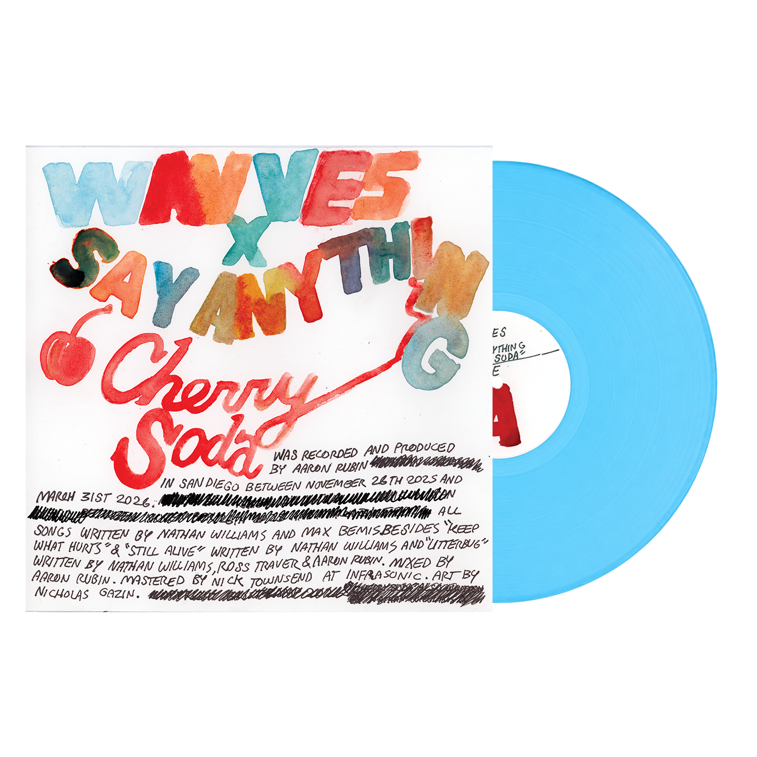 WAVVES X SAY ANYTHING 'CHERRY SODA' LP (Exclusive – Limited to 400, Electric Blue Vinyl)